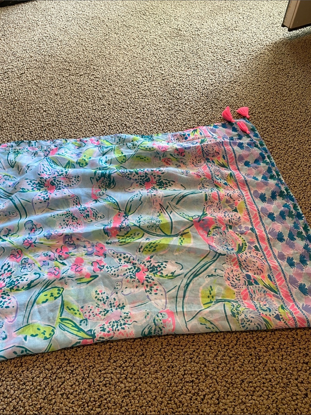 Lilly Pulitzer Floral Lightweight Scarf in Aqua, Pink, Green